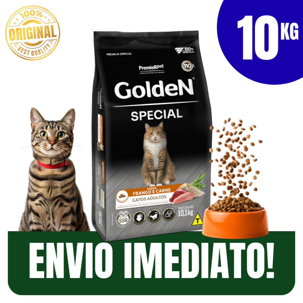 Alimento Premium Especial Para Gatos Adultos Frango e Carne Controle Odor - Envio Imediato