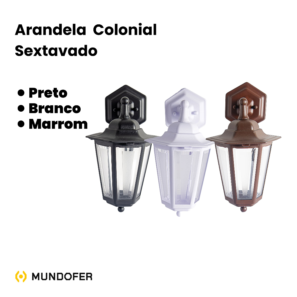 Kit 2x Luminarias Arandela Colonial Vintage Retro Externa e Interna Sextavada Bivolt