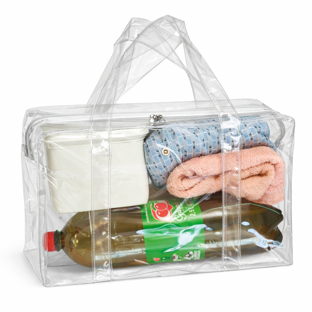 Bolsa Transparente Jumbo Pequena de Praia Presídio Necessaire Enfermagem Penintenciária Portátil Viagem Impermeável