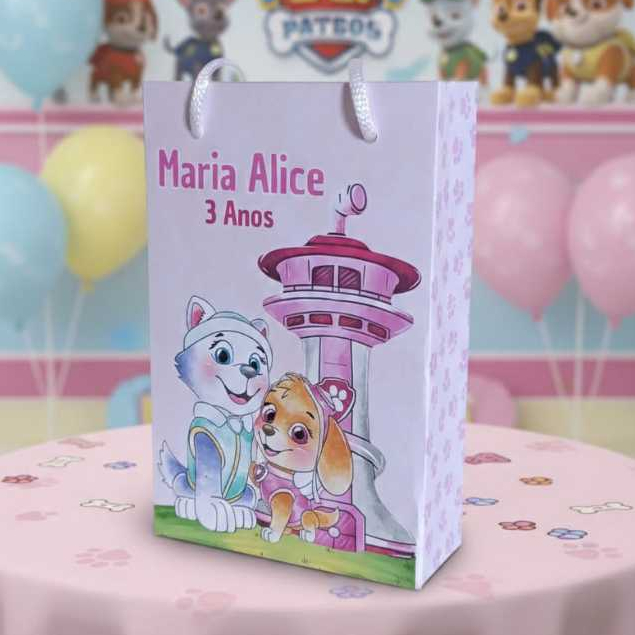 Sacolinha P SKYE PATRULHA CANINA Personalizada Sacolinha Lembrancinha Aniversário PEGUE E MONTE