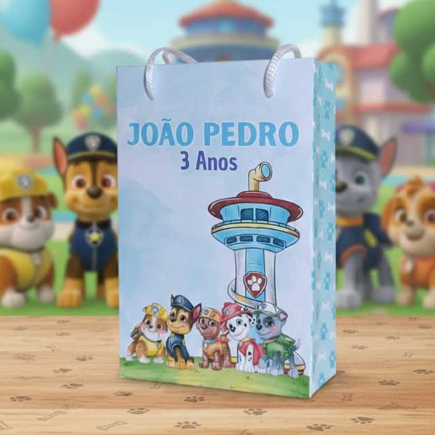 Sacolinha P PATRULHA CANINA AQUARELA Personalizada Sacolinha Lembrancinha Aniversário PEGUE E MONTE