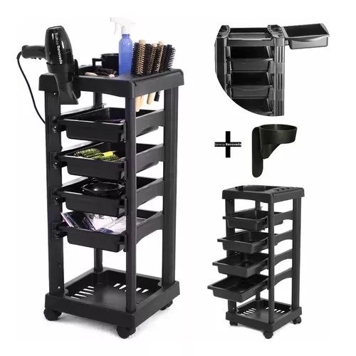 Carrinho Auxiliar multiuso organizador 4 gavetas salão de beleza estética manicure santa clara