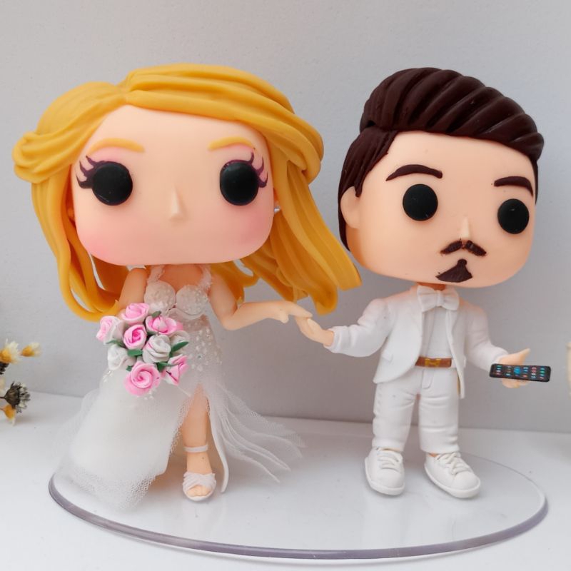 Noivinhos Personalizados em Biscuit para Topo de Bolo de Casamento | Feito à Mão