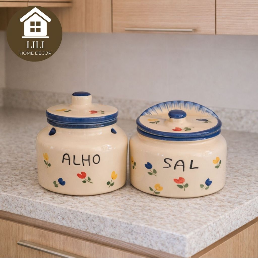 Saleiro e Porta Alho Em Cerâmica Primeira Linha Varias Cores e Estampas