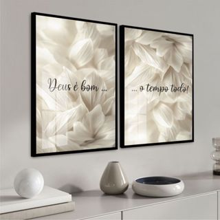Quadro Moldura Vidro Kit Duas Peças Frases Deus é Bom o Tempo Todo Decoração Quarto Sala Escritório em Oferta na Shopee