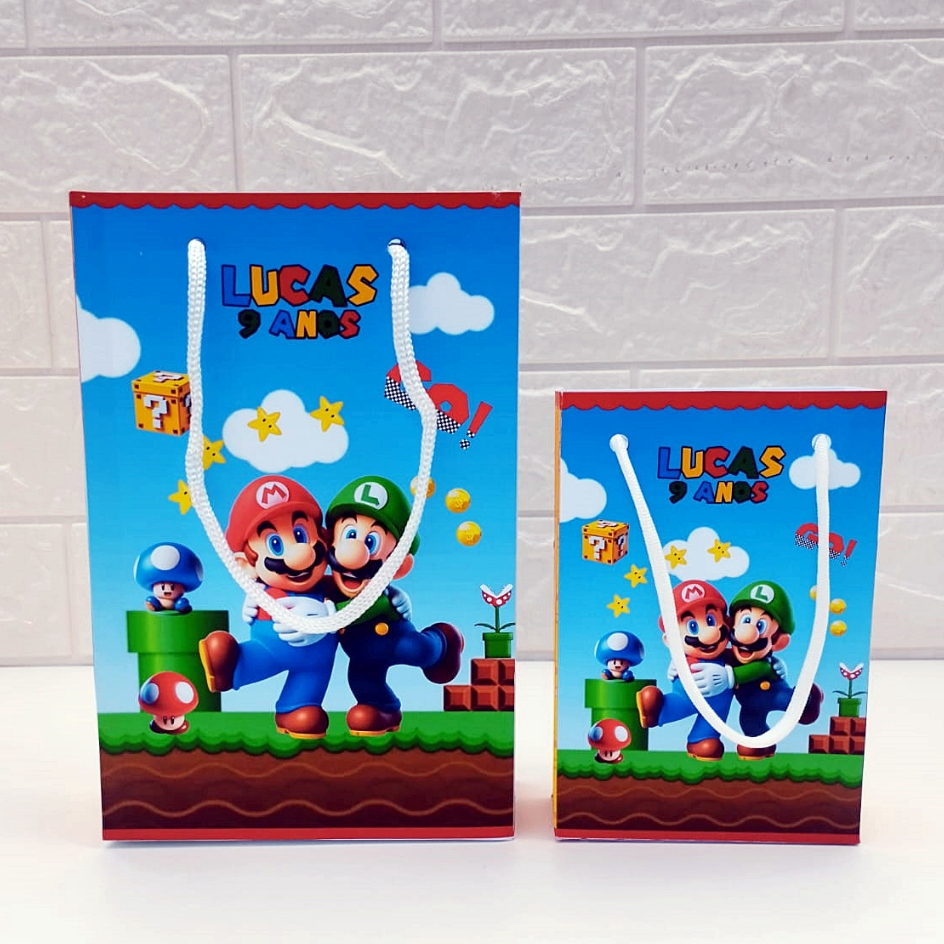 Sacolinha Personalizada Super Mario | Lembrancinhas | Sacolinha aniversario | Festa Infantil | Kit Aniversario | Kit