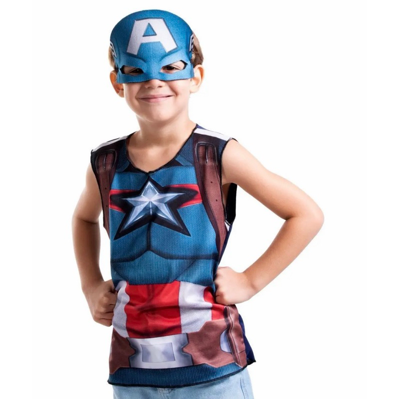 Fantasia Pop Infantil Capitão América Nova Brink Super Magia - Novabrink