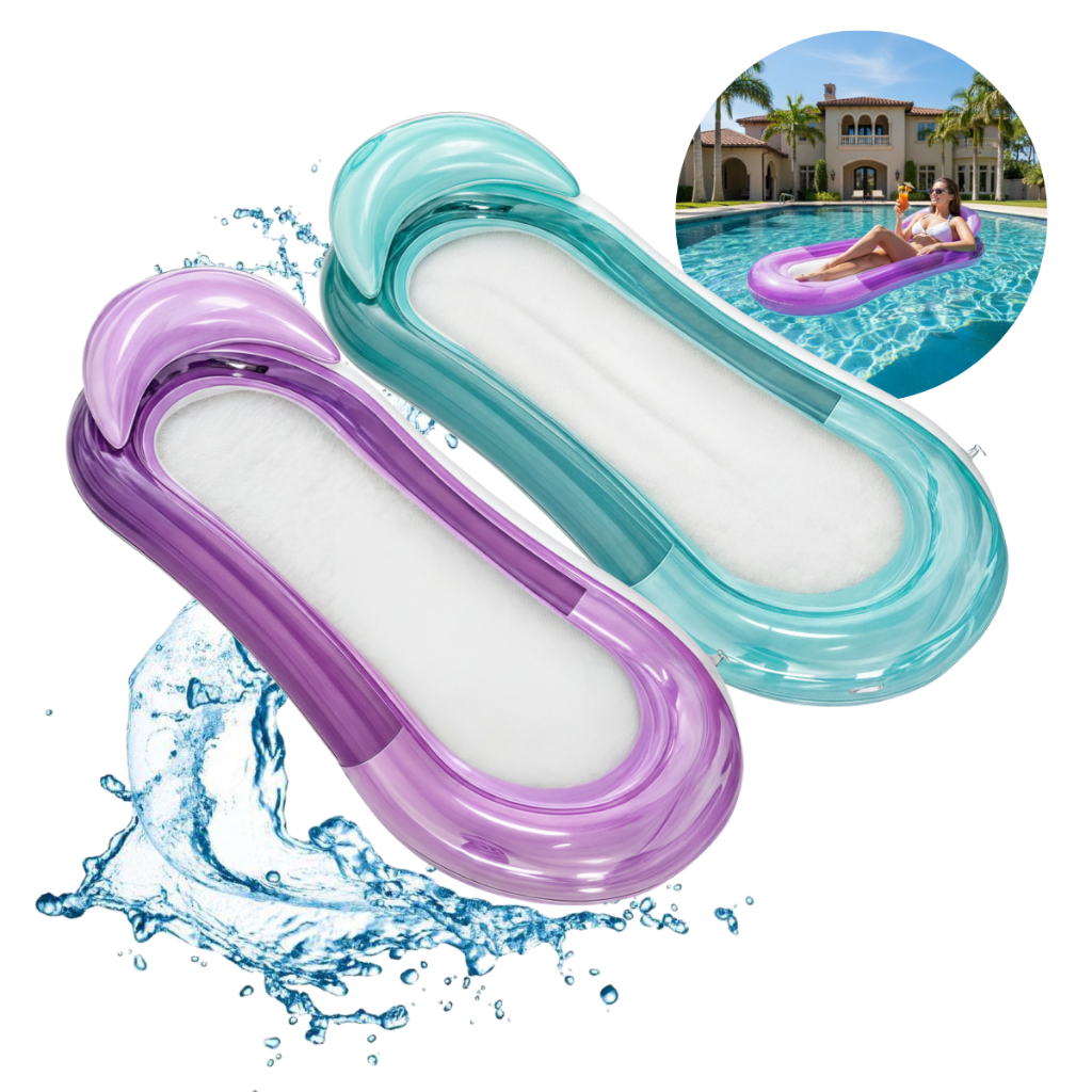 Boia Rede Cama Flutuante Piscina Inflável Deitado Reclinável Espreguiçadeira Praia Verão