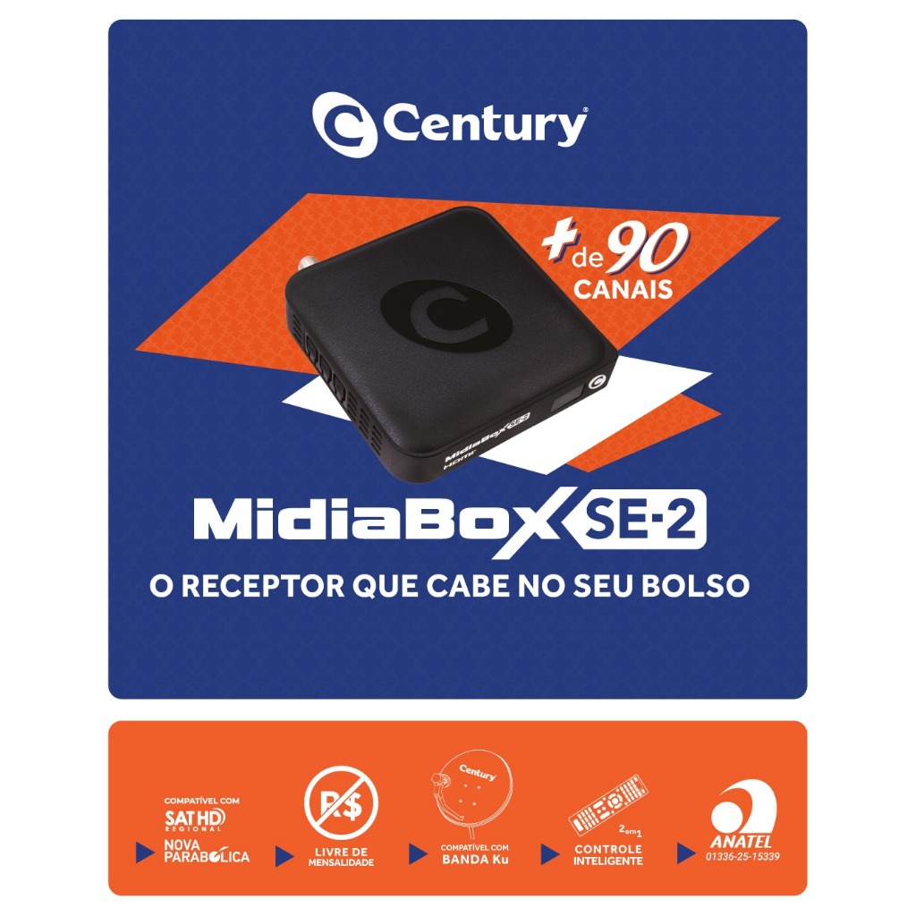 Kit Nova Antena Parabólica Digital Banda KU com Midiabox SE Century