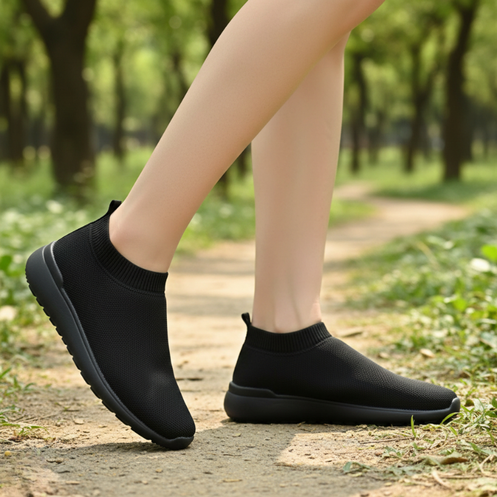 Tênis Feminino Meia Calce Fácil Slip On Leve Flexível Confortável Caminhada Academia Casual