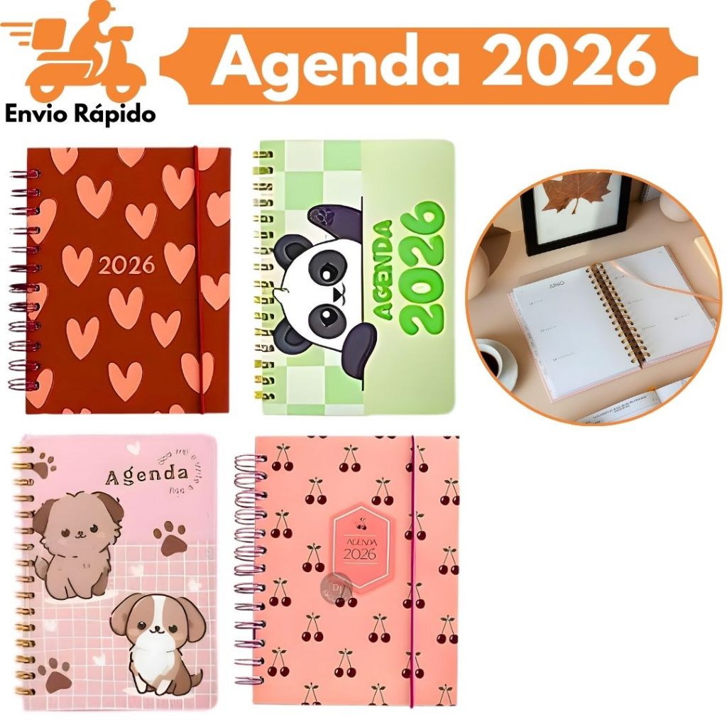 Agenda 2026 Diária Capa Dura Espiral Caderneta Calendário