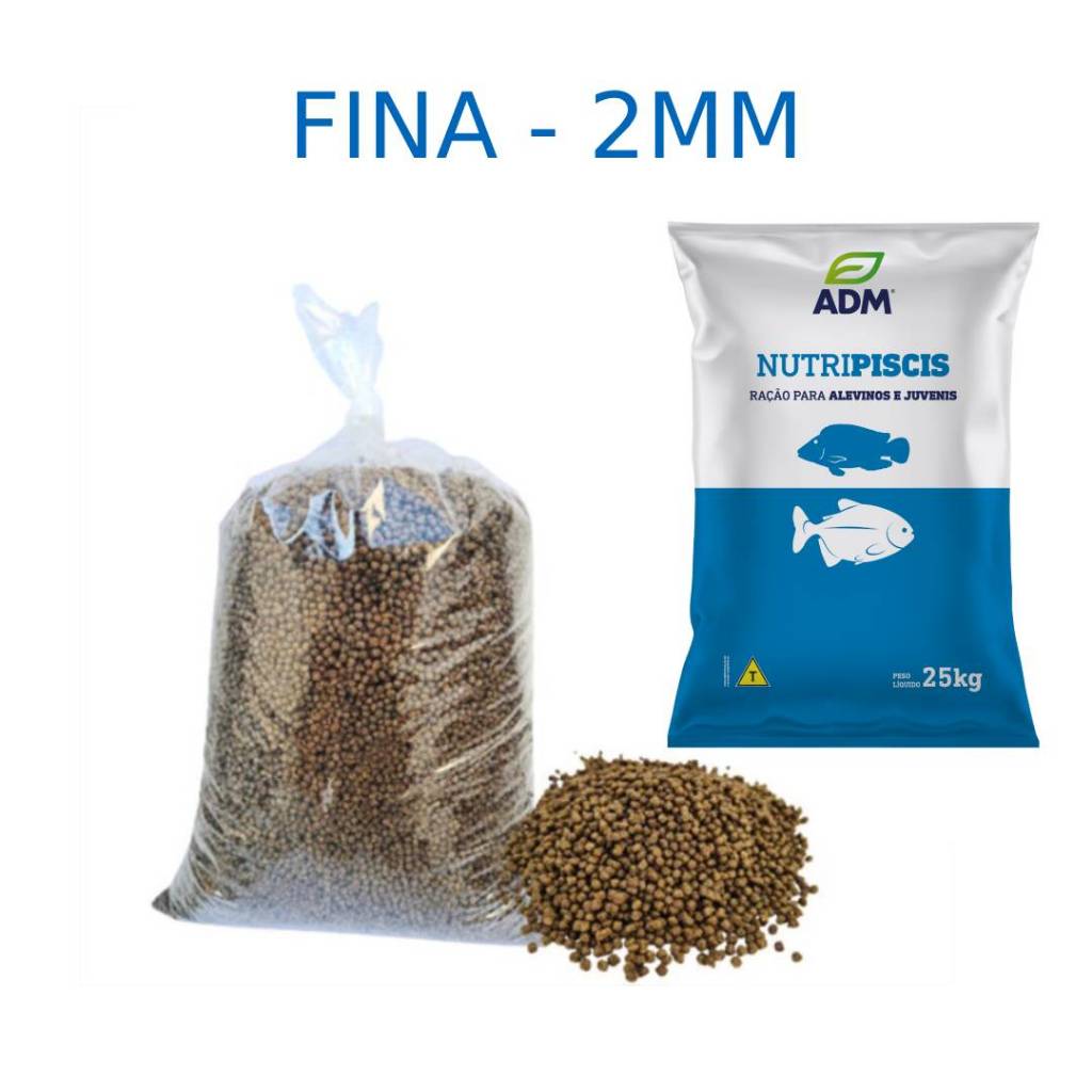 Até 5kg Ração Fina 2mm Engorda/Crescimento Peixe Tilapia, Carpa 36% Proteína