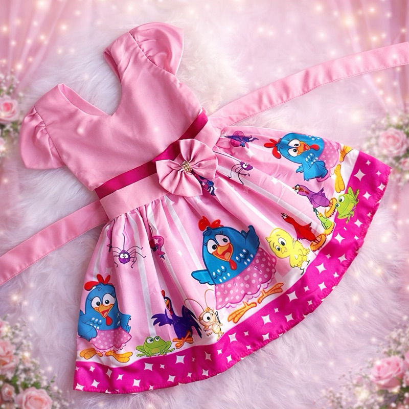 VESTIDO ROMPER INFANTIL BABY GALINHA PINTADINHA em Oferta na Shopee