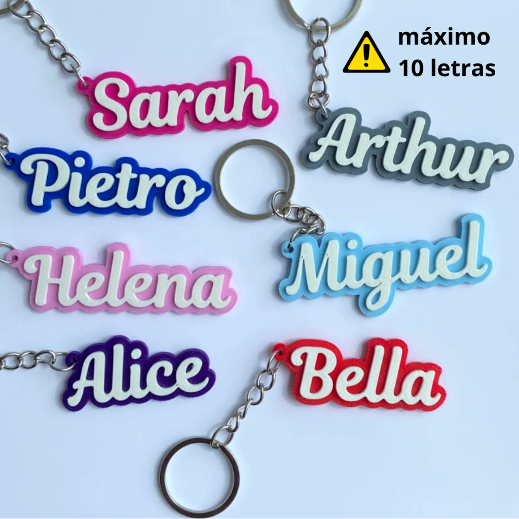 Chaveiro Nome Personalizado Impressão 3D em Oferta na Shopee