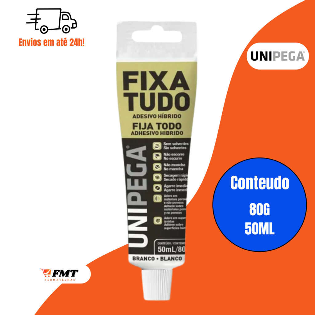 Cola Fixa Tudo UniPega Alto Poder De Adesão  Até Debaixo D'água Uso Geral Veda e Cola Kits 80g