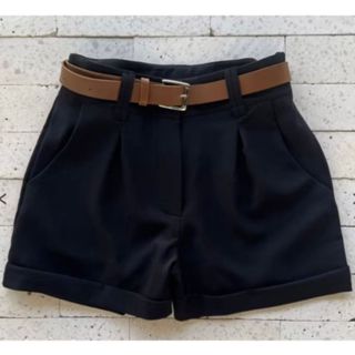 Short Feminino Alfaiataria Social com Cinto Cintura Alta ENVIO IMEDIATO em Oferta na Shopee