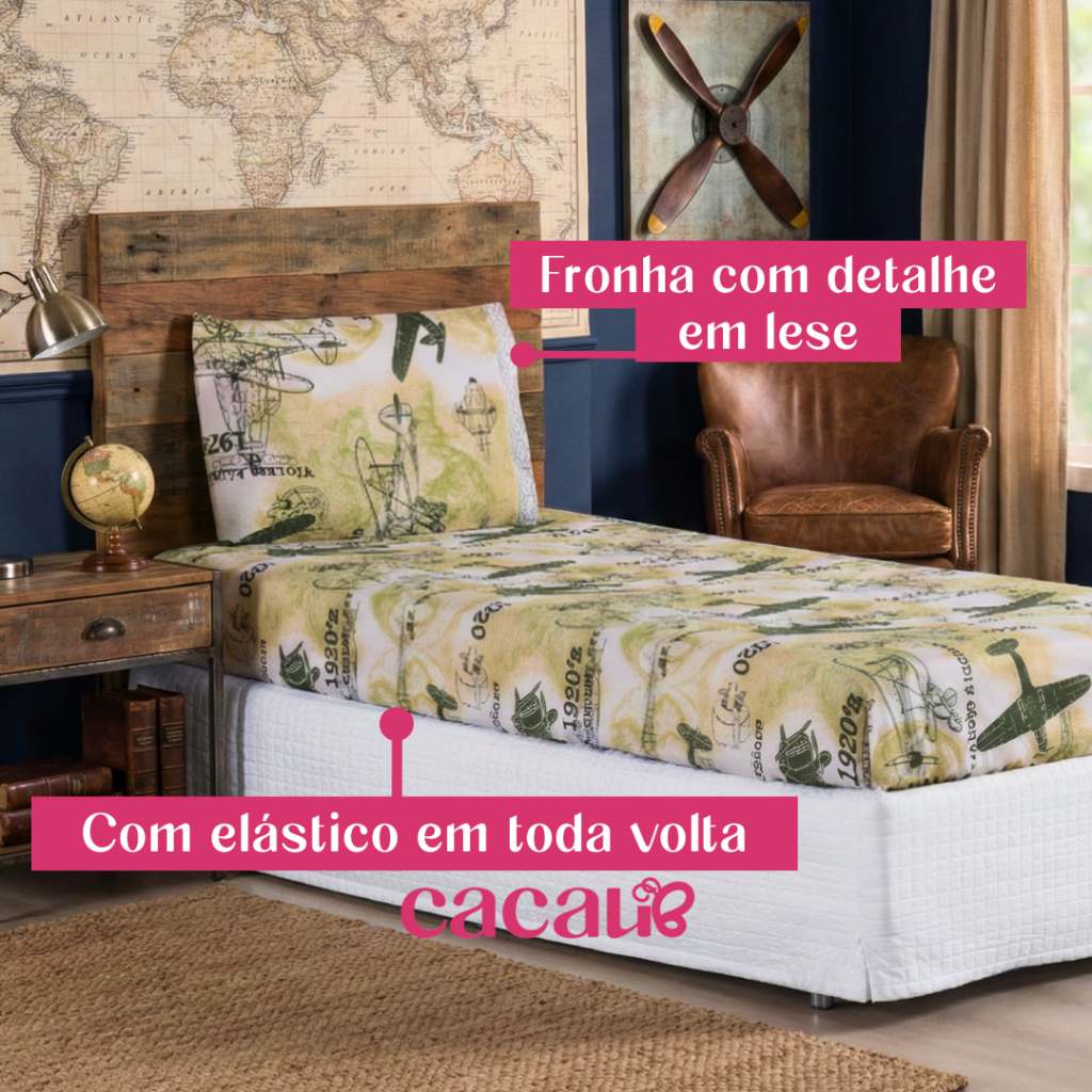 Jogo de Lençol Solteiro 2 Peças Microfibra Infantil Cama Solteiro Estampado Elástico Toque Macio
