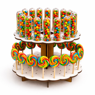 Porta Tubetes e Piruliteiros Festa 2 em 1 MDF Branco decoração de festa - Artigos de Festa em Oferta na Shopee