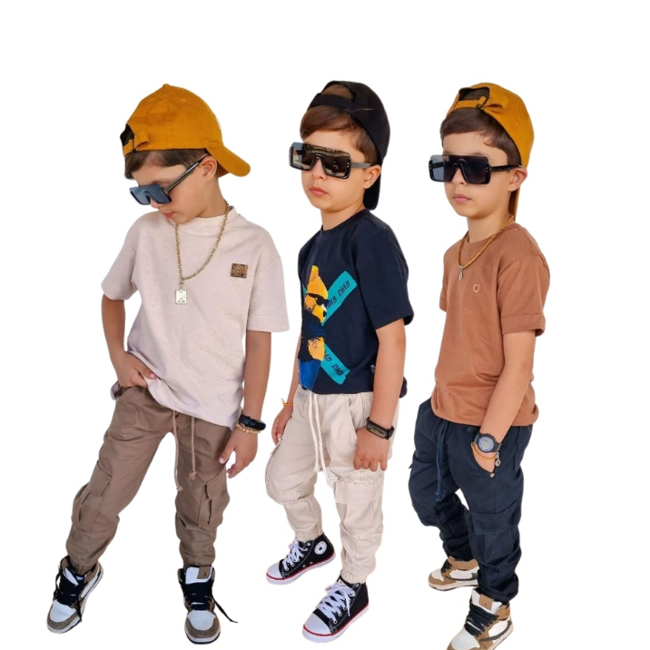 Calça Jogger Cargo infantil de Menino descolada do 2 ao 10 tecido brim
