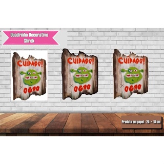 Quadrinho Decorativo Shrek “Cuidado Ogro” em Papel | Placa para Parede ou Porta em Oferta na Shopee