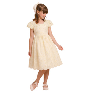 Vestido Infantil Feminino em Lese  Manga Curta Casual Modinha em Oferta na Shopee