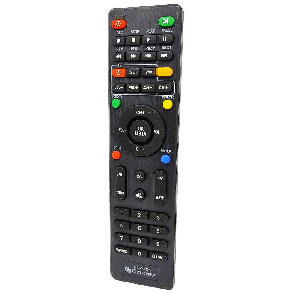 CONTROLE REMOTO COMPATIVEL COM RECEPTOR ANTENA PARABÓLICA CENTURY (LE-7101)