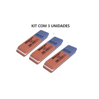 Kit com 3 Borrachas Bicolor Azul Vermelho em Oferta na Shopee