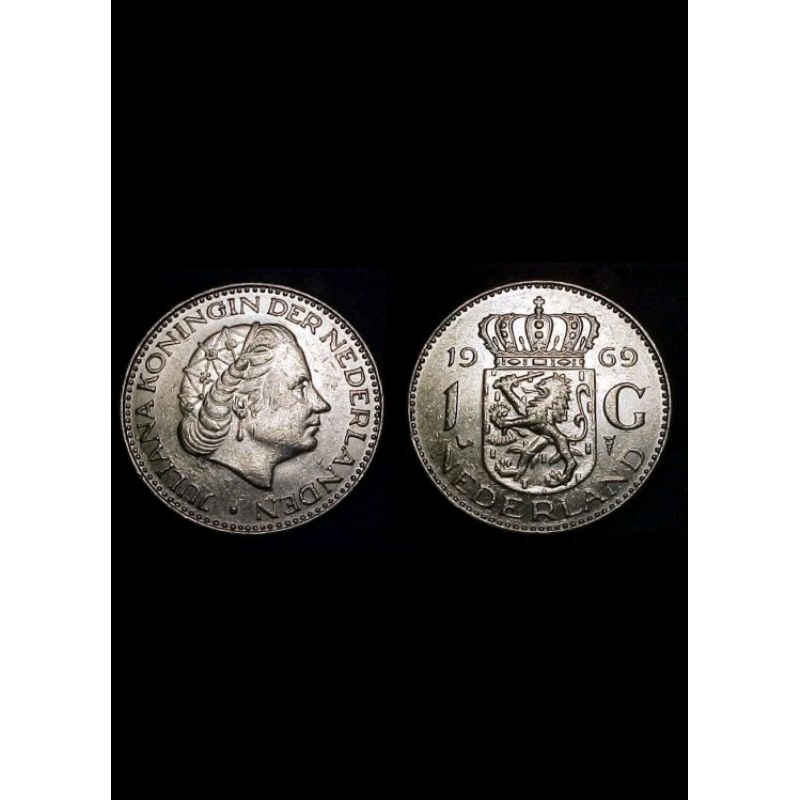Moeda de 1 Gulden da Holanda - Ano 1969 (Marca Galo) Marius van den Brandhof, mestre da Royal Dutch Mint.