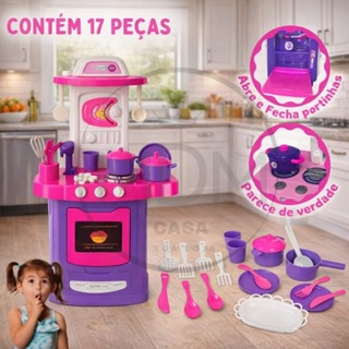Cozinha Infantil Completa com Talheres Pratos Forno Microondas e Torneira que sai Aguá em Oferta na Shopee