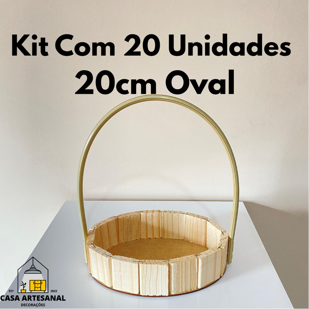 Kit 20 Cestas de Madeira 20cm Oval | Cesta para Presente, Páscoa, Chocolate e Cestas Personalizadas em Oferta na Shopee