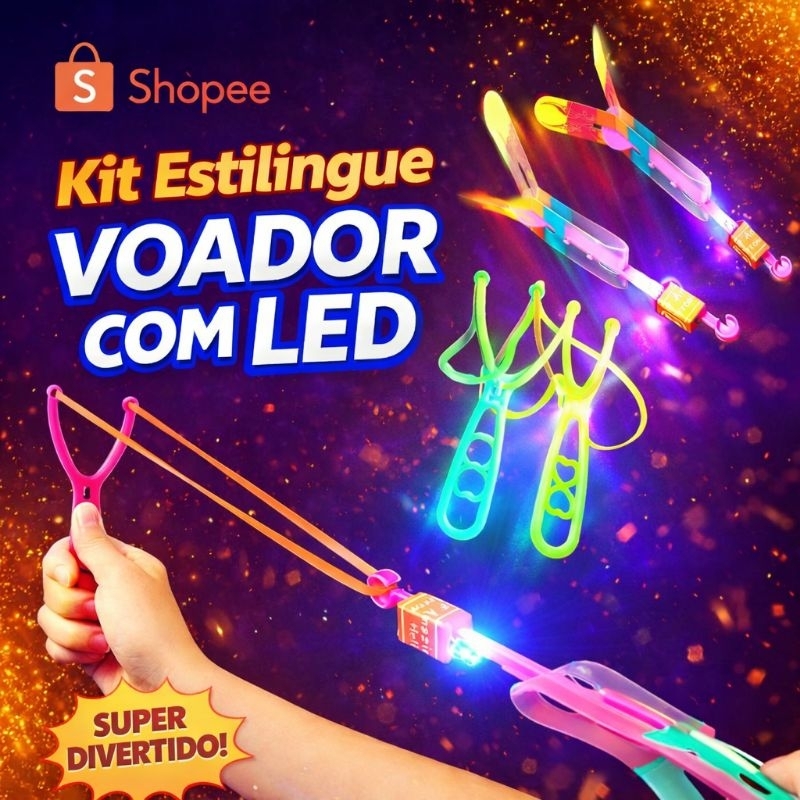 Kit 5 estilingue voador avatar com led foguete brinquedo divertido interativo