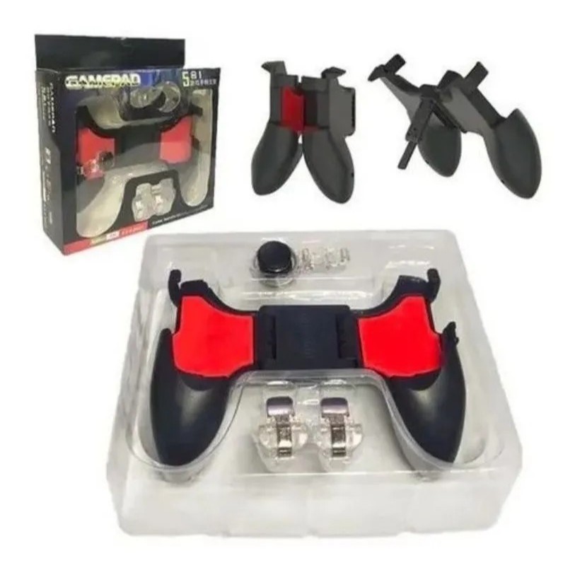 Joystick Gamepad Manete 5 em 1 (Gatilhos + Analógico + Suporte) para Smatphone (Free Fire, PUBG)