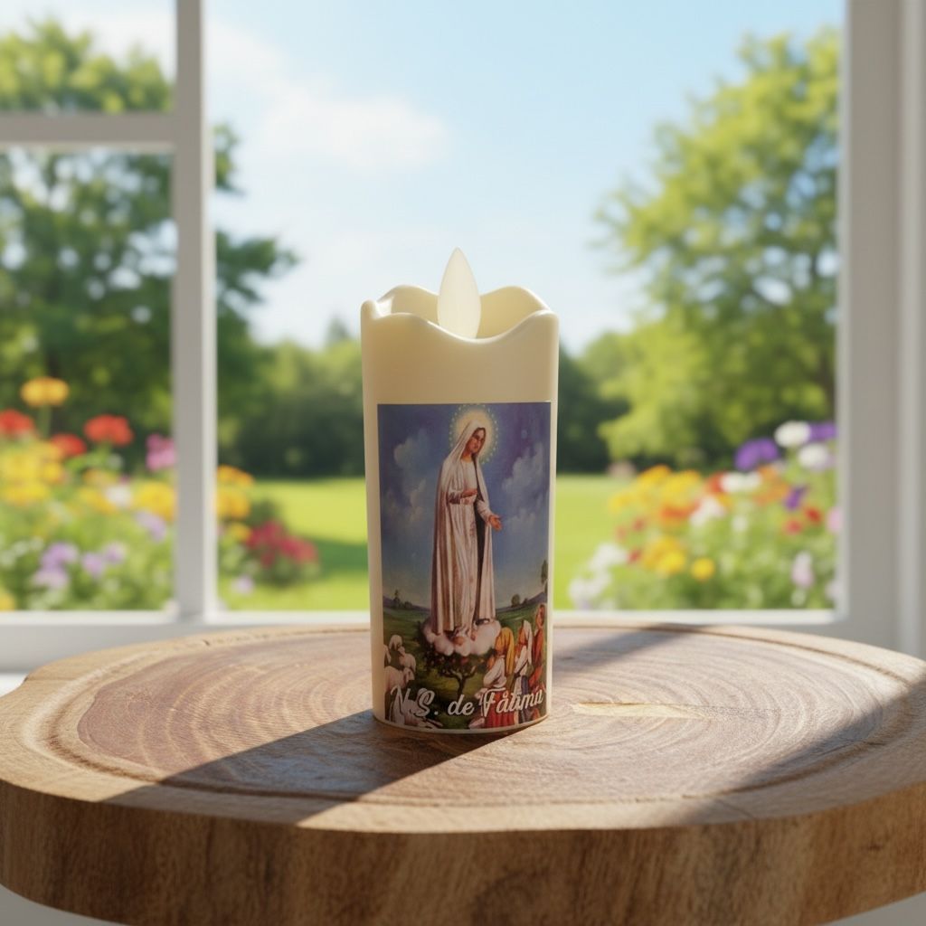 Vela Led Eletronica Nossa Senhora de Fatima + Pilha AA