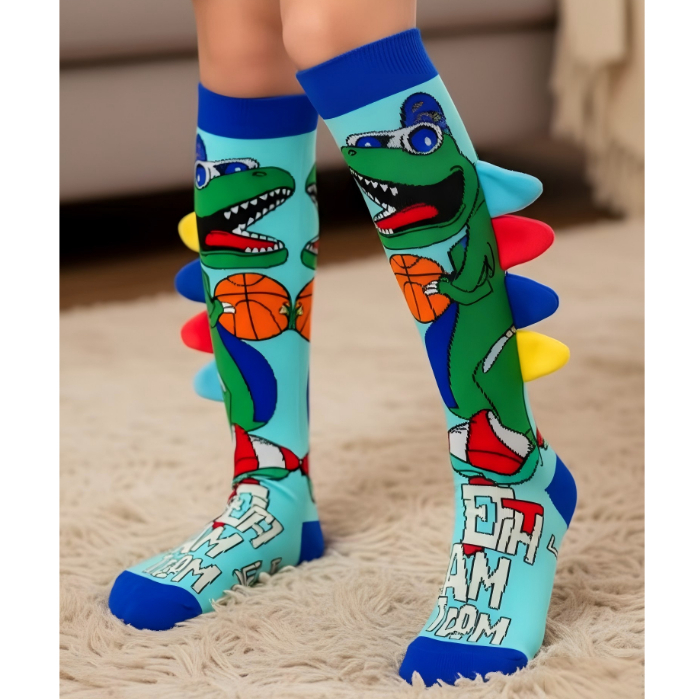 Meias infantis com estampa 3D de desenhos animados - Meias até o joelho, divertidas, coloridas e perfeitas para festas. em Oferta na Shopee