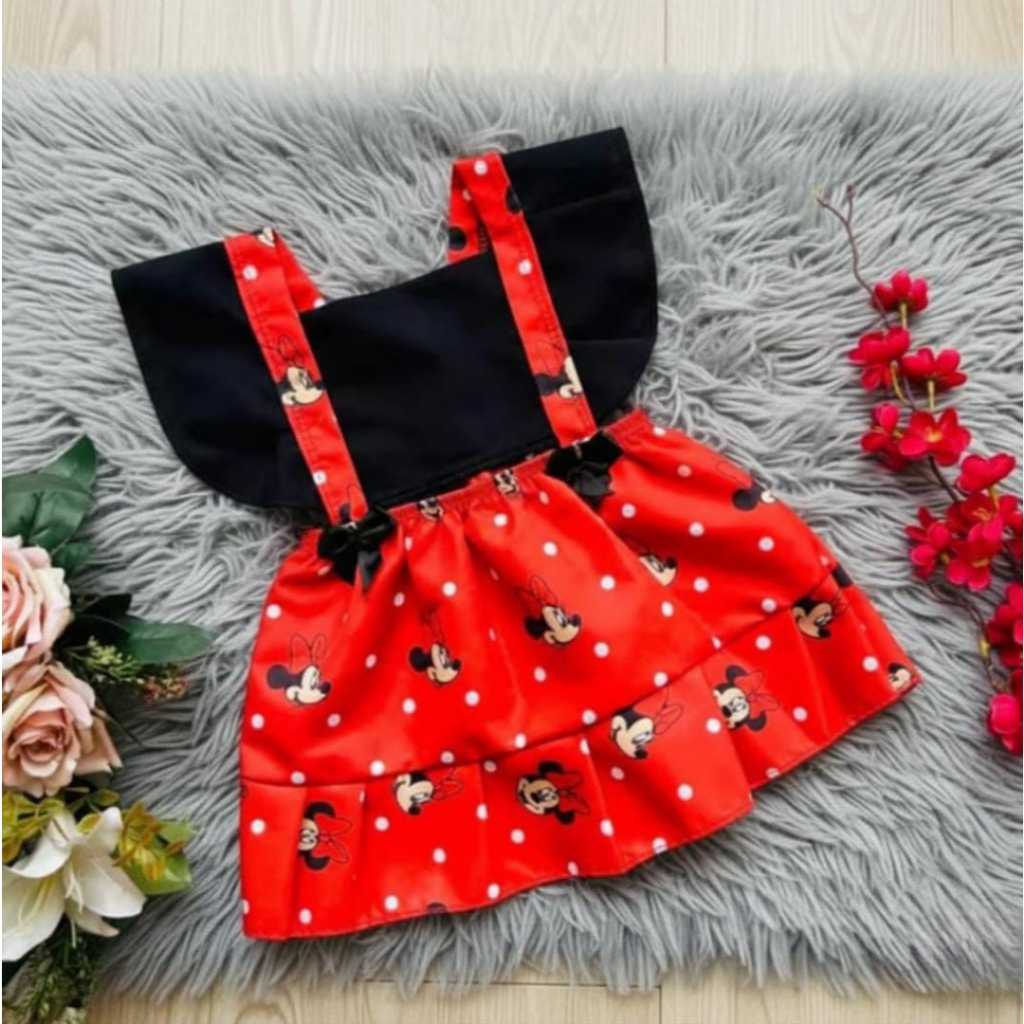 Vestido Infantil Minnie Bebê Vermelho Poá Festa Mesversário Roupa Menina minie