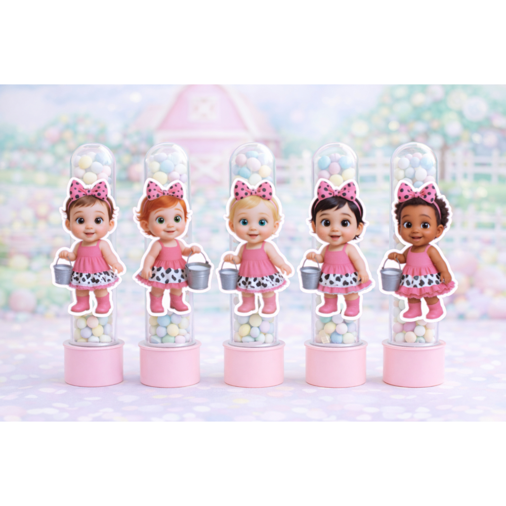 Kits de Apliques Personalizados para Tubetes de 13 cm e Lembrancinhas de Festa Infantil tema Vaqueira Baby  Envio-Rápido