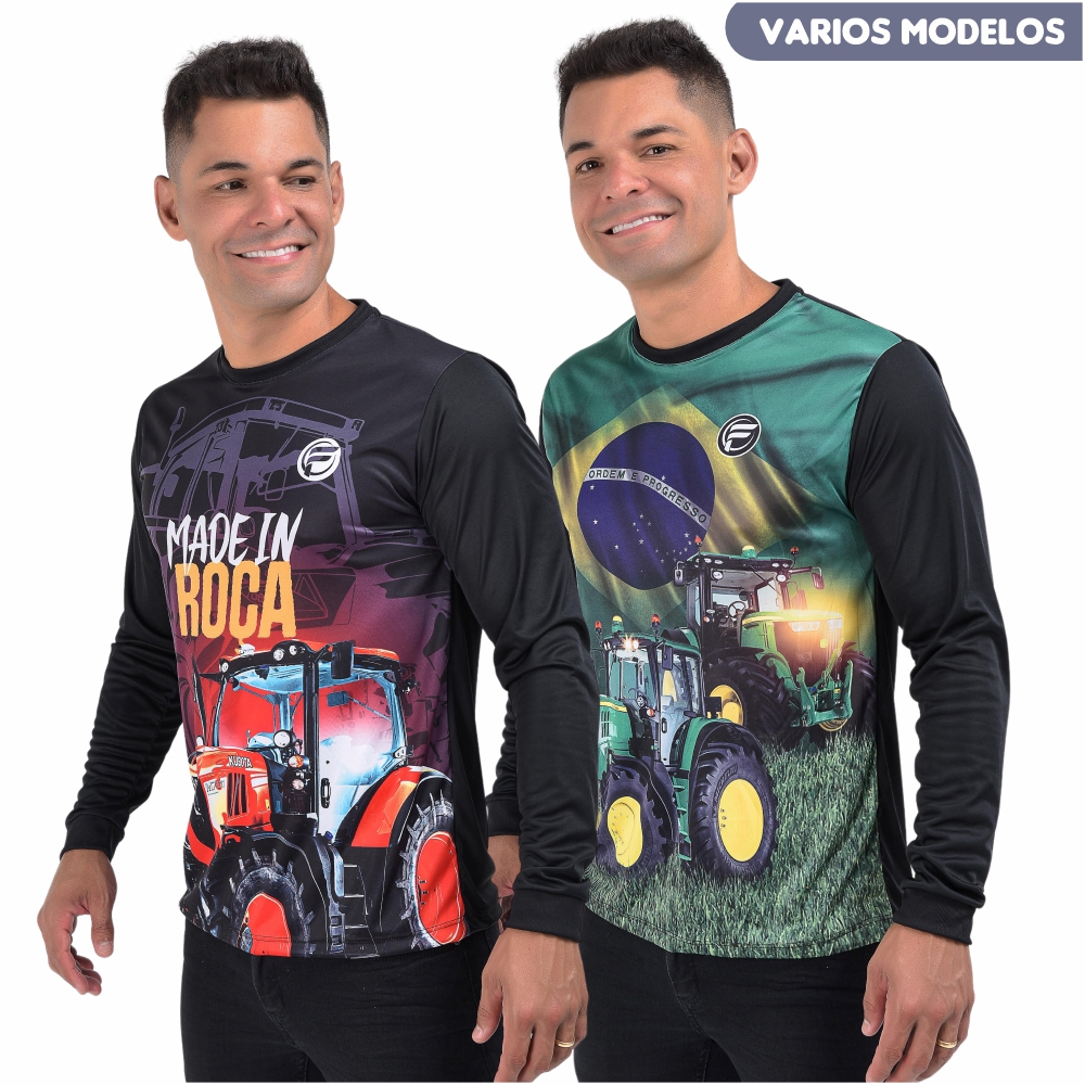 Camisa Camiseta do Agro Masculina Proteção Solar UV Agropecuária Fazenda Bruto Trator Brasil  Blusa