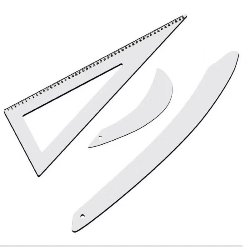 Kit Conjunto Réguas Para Costura Modelagem Acrilico Com 3 Peças em Oferta na Shopee