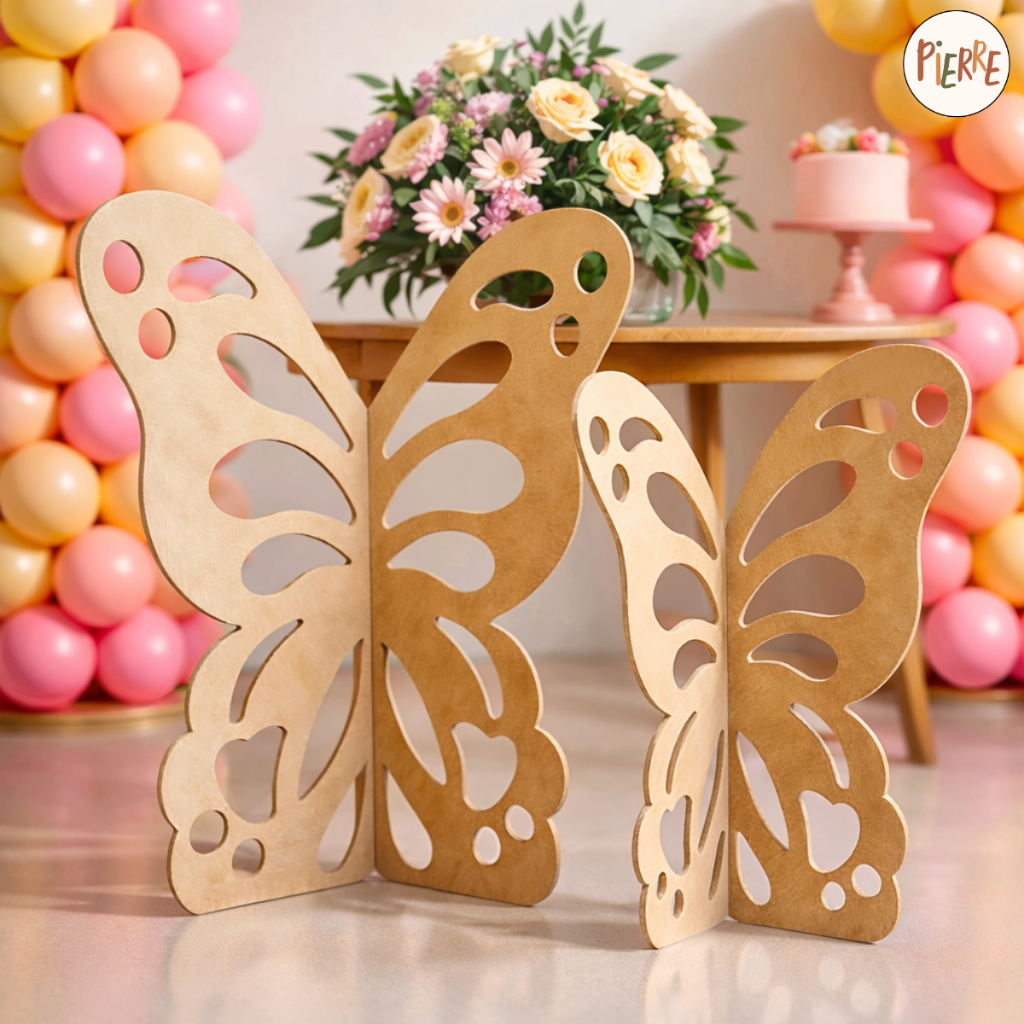 Painel Borboleta em Mdf Festa Infantil 60cm e 35cm
