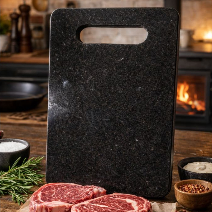 Tábua de granito Preto São Gabriel para corte de carne e outros alimentos
