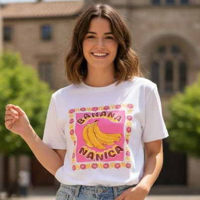 Camiseta Feminina Banana Nanica Estampada – Algodão Gold Premium Divertida e Estilosa