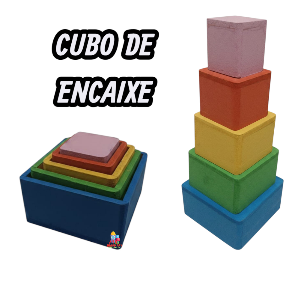CUBO DE ENCAIXE EDUCATIVO EM MADEIRA – BRINQUEDO BLOCOS ENCAIXE PEDAGÓGICO