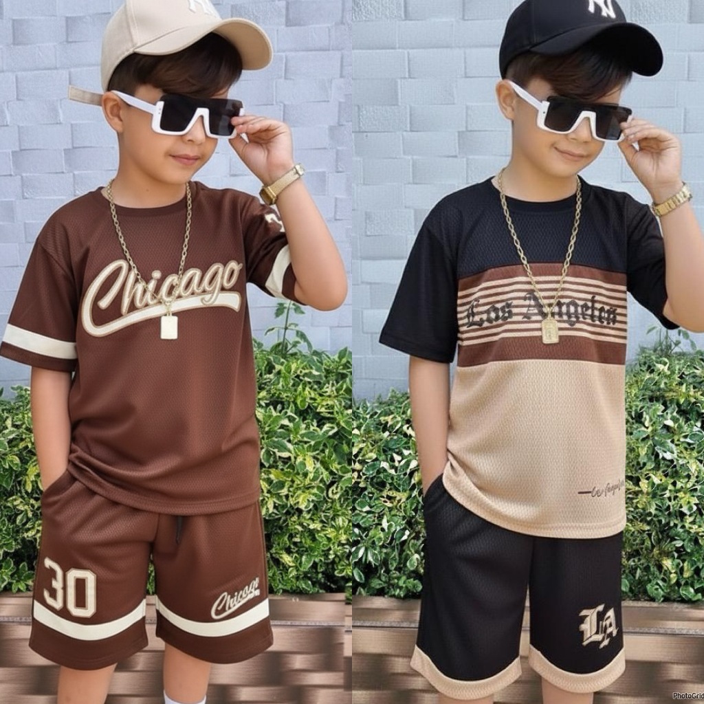 Conjunto Infantil Menino Estiloso Estampas Variadas Short e Camisa em Oferta na Shopee