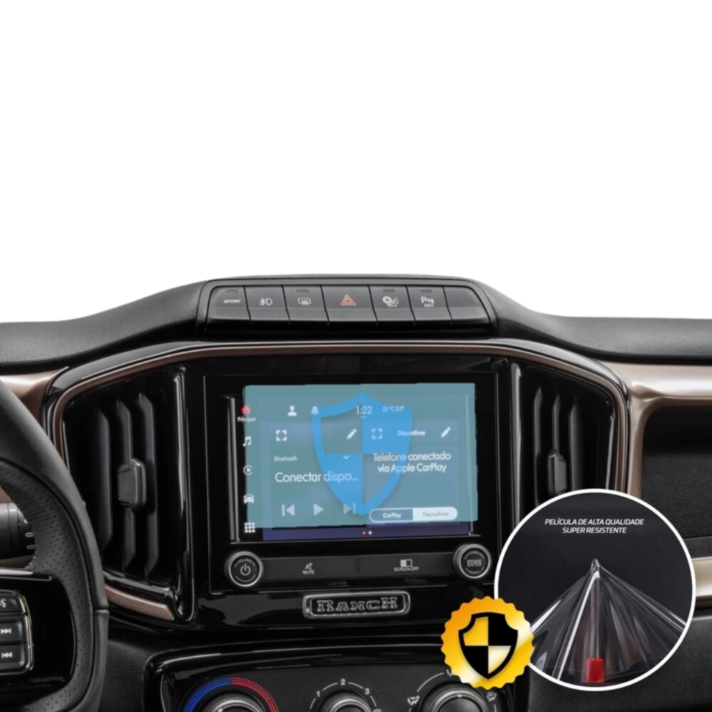 Película Fiat Strada Multimídia Navegação Mylink anti risco impacto Hydrogel Premium