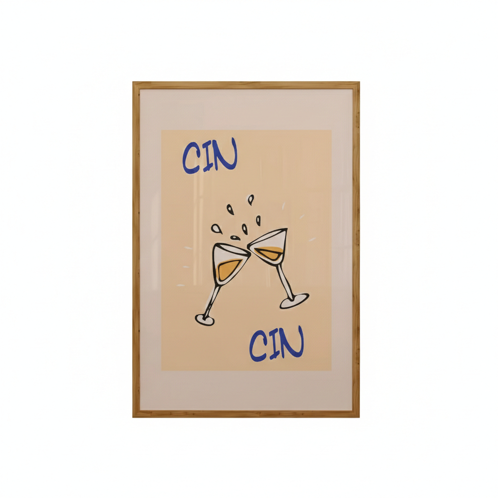 Quadros decorativos bebida cin cin taças ilustração moderna para cozinha ou bar (1 peça)