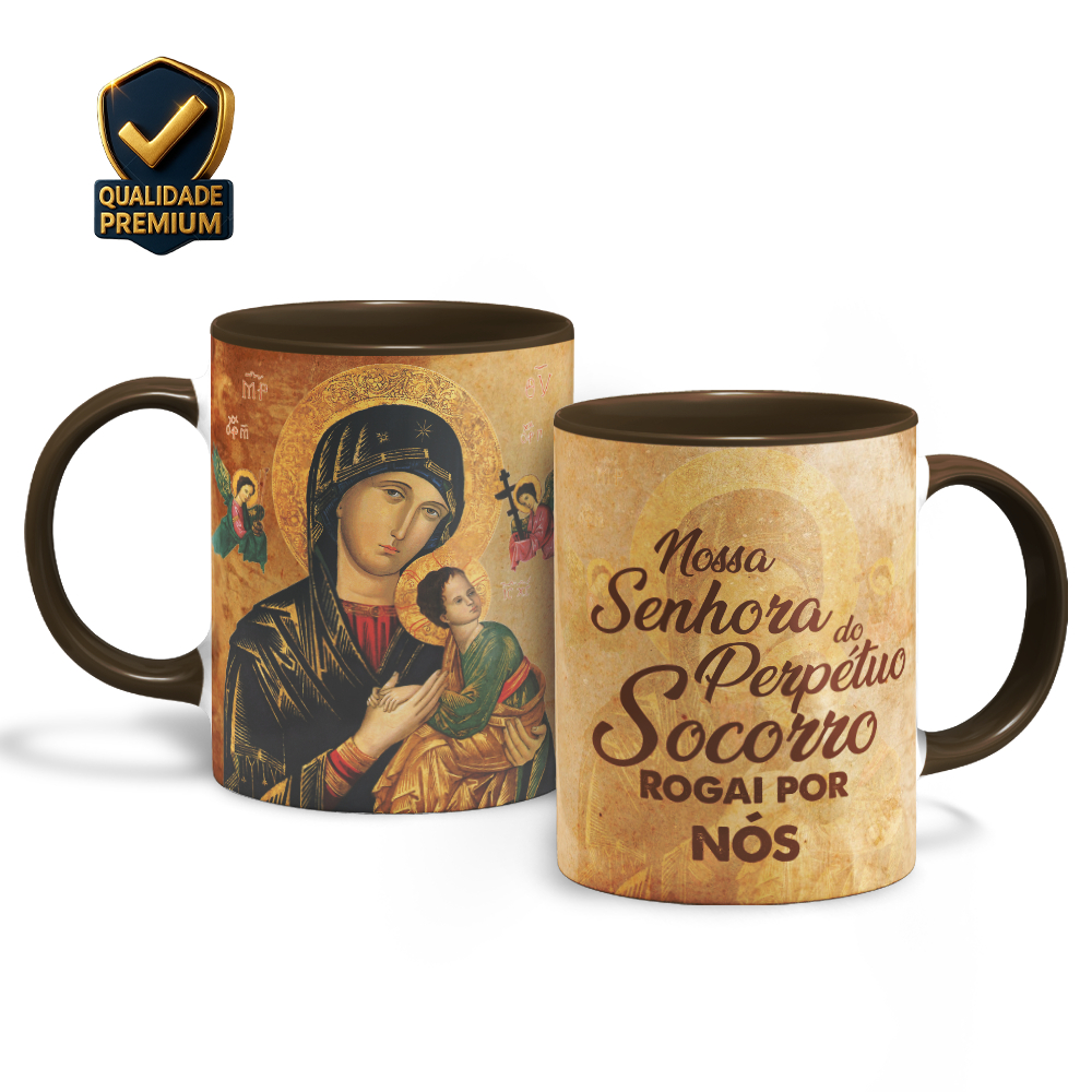 Caneca Personalizada Católica Nossa senhora do perpétuo socorro rogai por nós 325ml