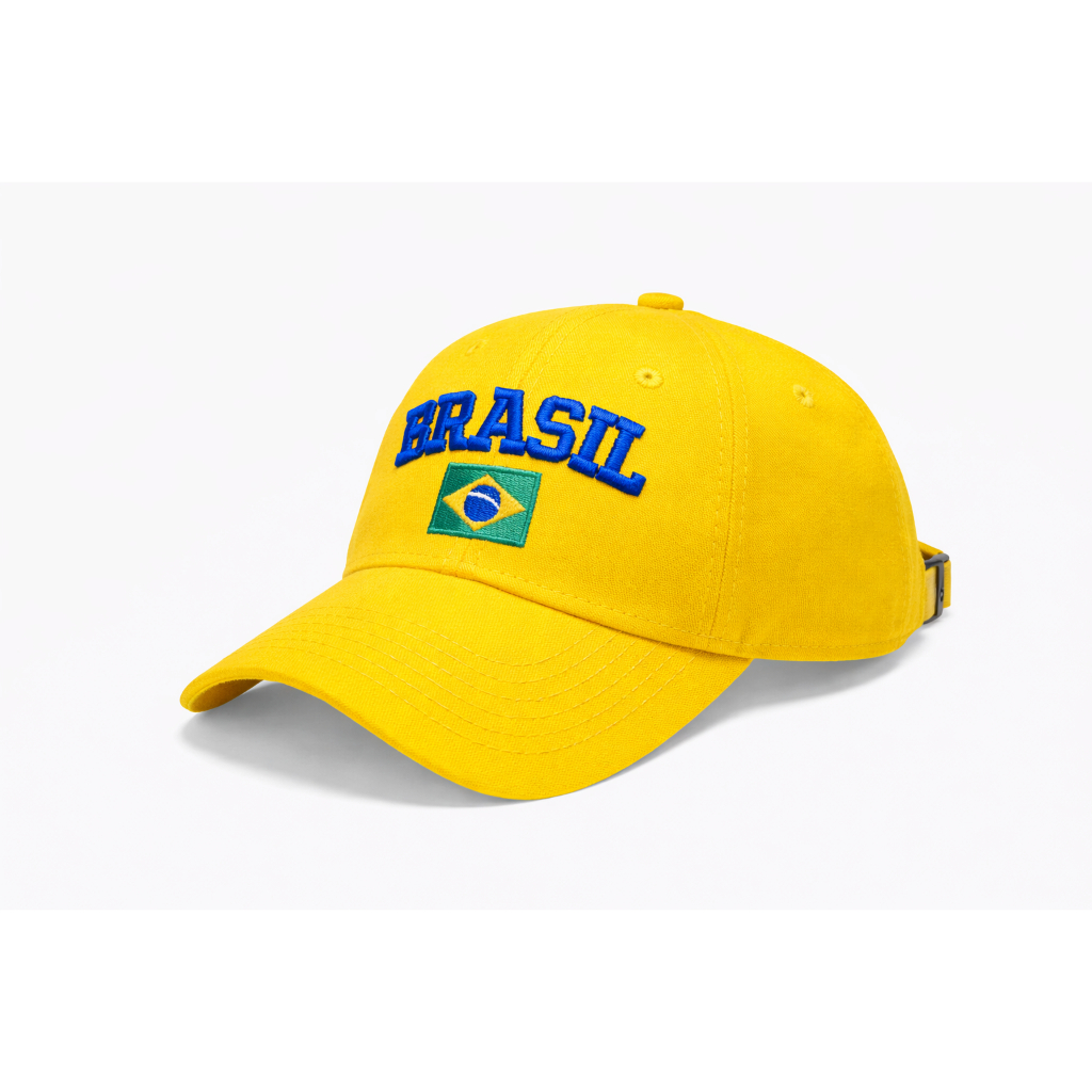 Boné Brasil Copa do Mundo Bordado Selecao Brasileira Aba Curva Ajustável