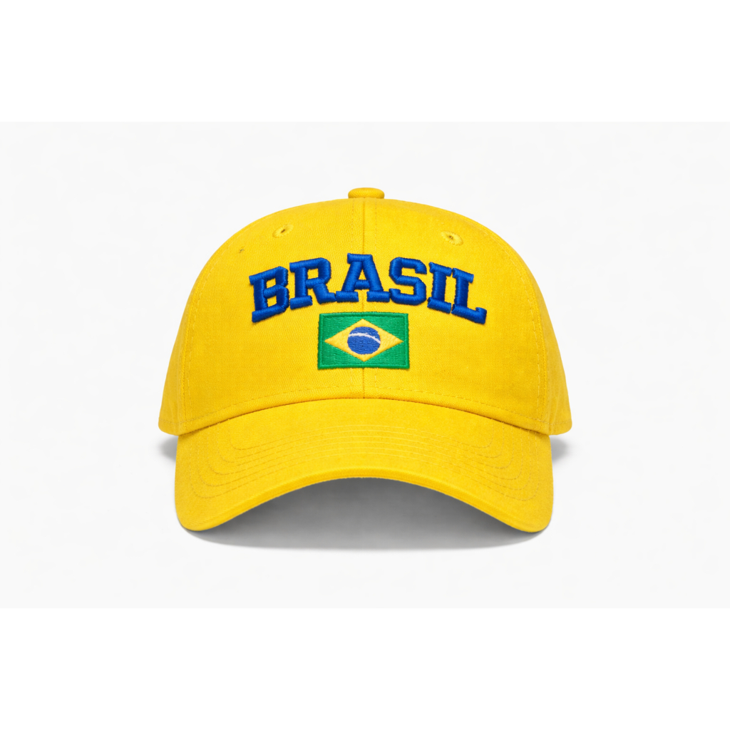 Boné Brasil Copa do Mundo Bordado Selecao Brasileira Aba Curva Ajustável