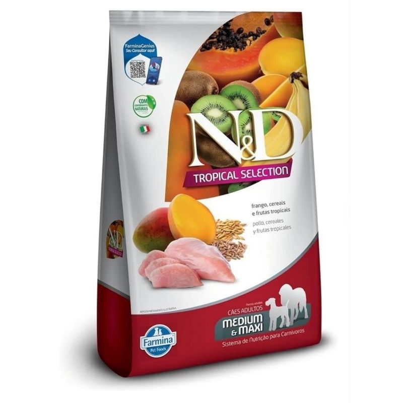 Ração N&D Tropical Selection Cães Adultos Raças Médias e Grandes Frango 10,1Kg