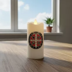 Vela Led Eletronica Medalha de São Bento + Pilha AA